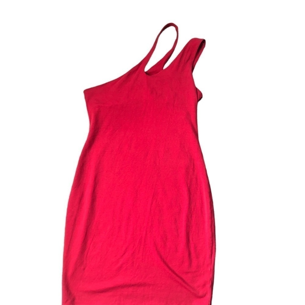 VS Bra Tops BodyCon One Shoulder  Mini Dress Sz. S Red Knit Date Night Stretch